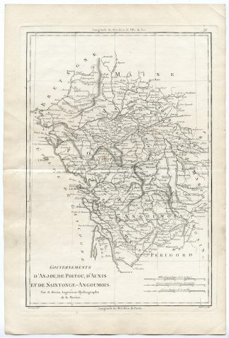Antique Print-FRANCE-PROVINCE-ANJOU-POITOU-AUNIS-SAINTONGE ANGOUMOIS-Bonne-1787