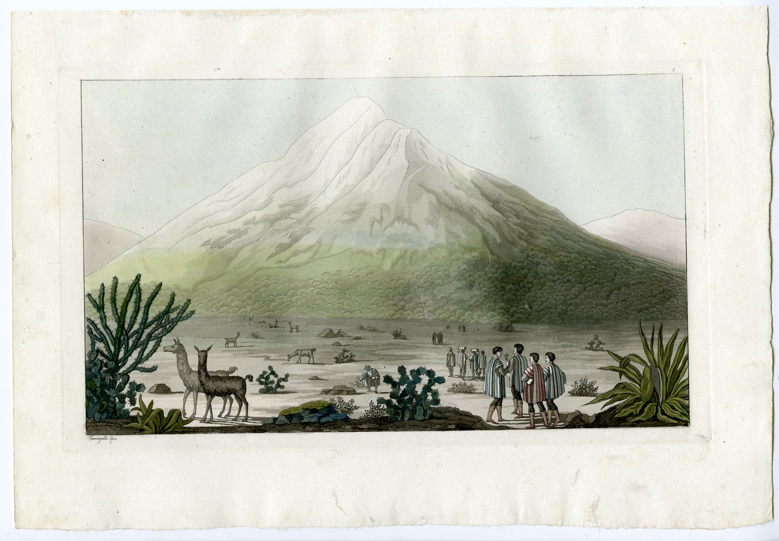, Antique Print-CHIMBORAZO VULCANO-ANDES-ECUADOR-PL.II-Ferrario-Fumigalli-c.1827, Pictura Antique Prints