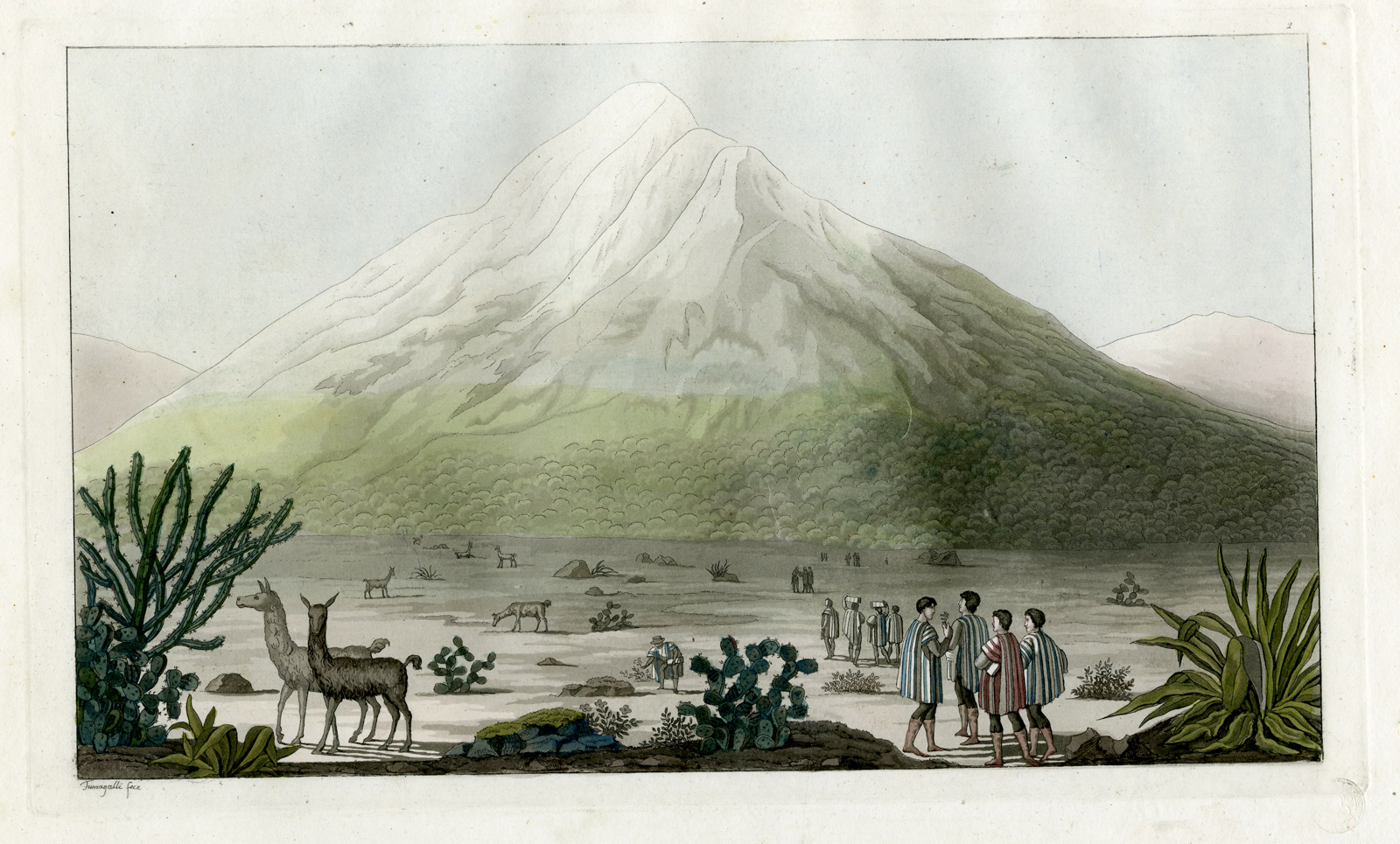 , Antique Print-CHIMBORAZO VULCANO-ANDES-ECUADOR-PL.II-Ferrario-Fumigalli-c.1827, Pictura Antique Prints
