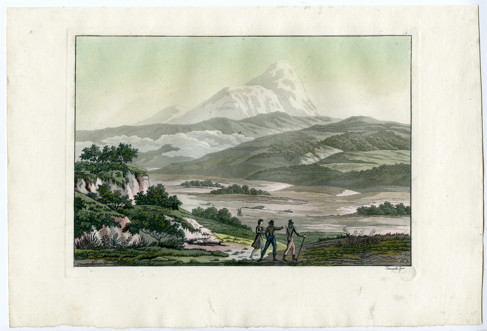 , Antique Print-IL CAYAMBE VULCANO-ANDES-ECUADOR-PL.III-Ferrario-Fumigalli-c.1827, Pictura Antique Prints