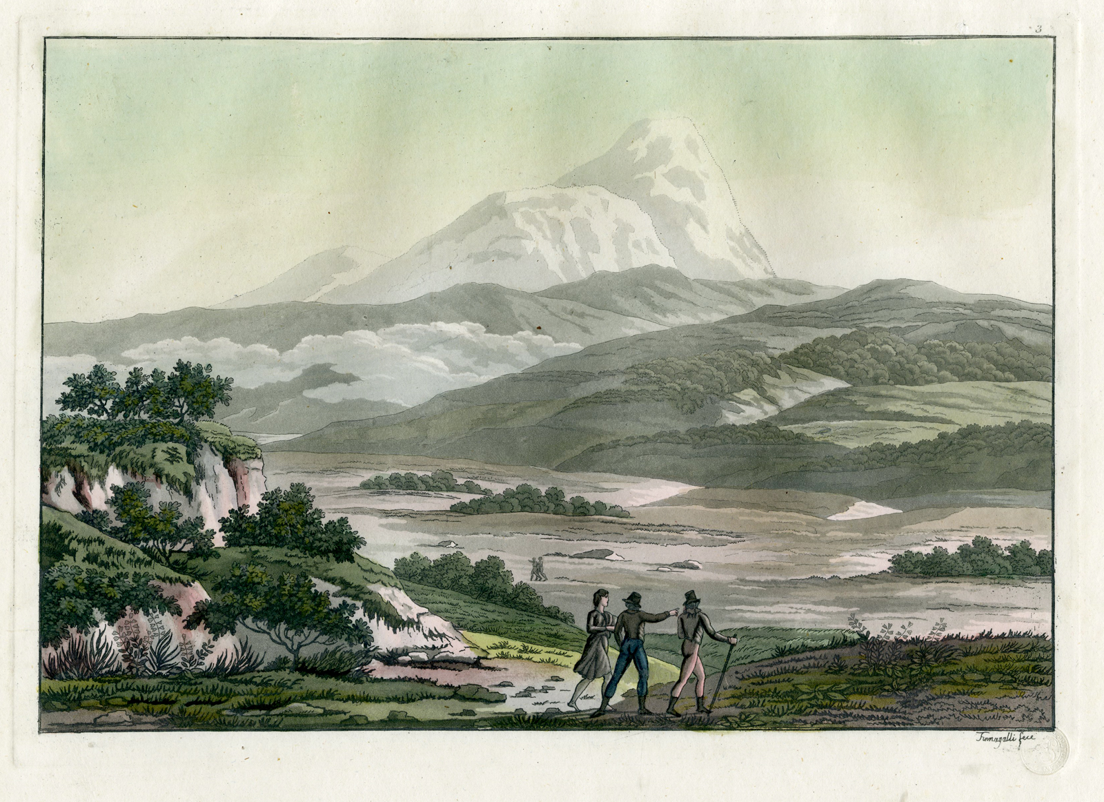 , Antique Print-IL CAYAMBE VULCANO-ANDES-ECUADOR-PL.III-Ferrario-Fumigalli-c.1827, Pictura Antique Prints