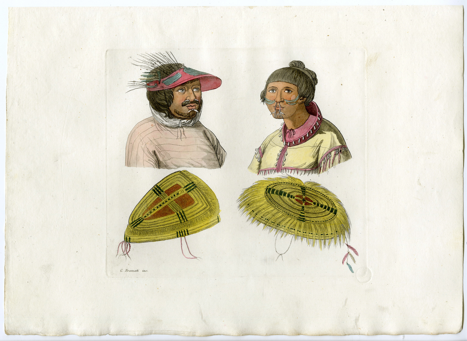 Pco 12103 416x303 2 Antique Prints-USA-ALEUTH-INDIGENOUS-PORTRAIT-PL.VII.-Ferrario-Bramati-c.1827 - Image 2