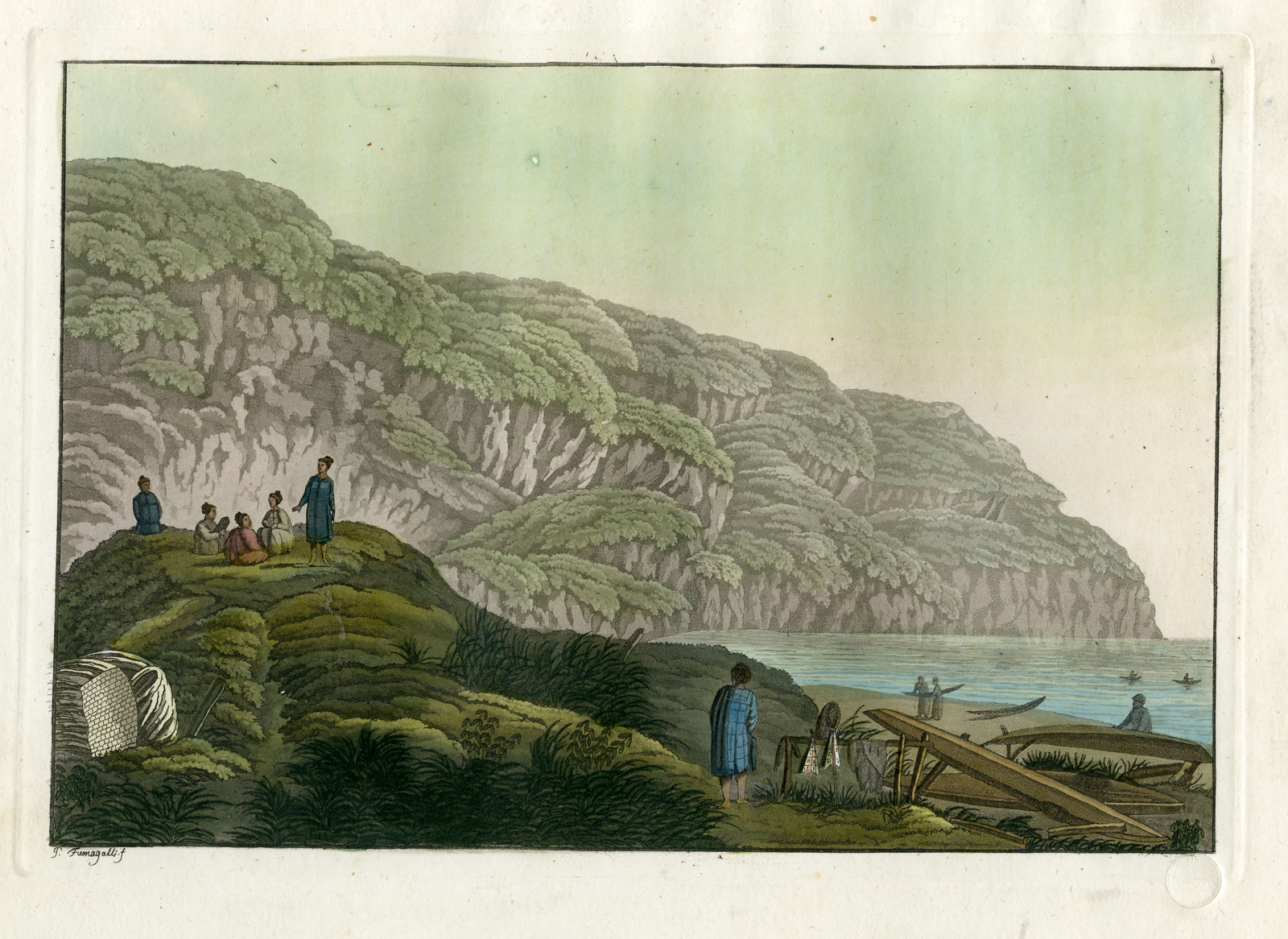, Antique Print-UNALASKA-COAST-LANDSCAPE-PL.VIII.-Ferrario-Fumagalli-c.1827, Pictura Antique Prints