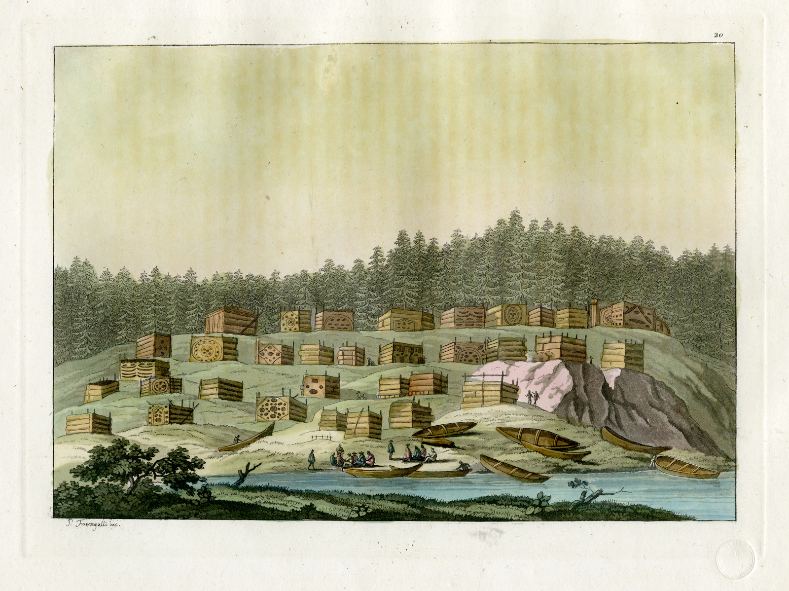 Pco 12117d 416x311 Antique Print-USA-CHELASKI-JOHNSTONE STRAIT-PL.XX.-Ferrario-Fumagalli-c.1827