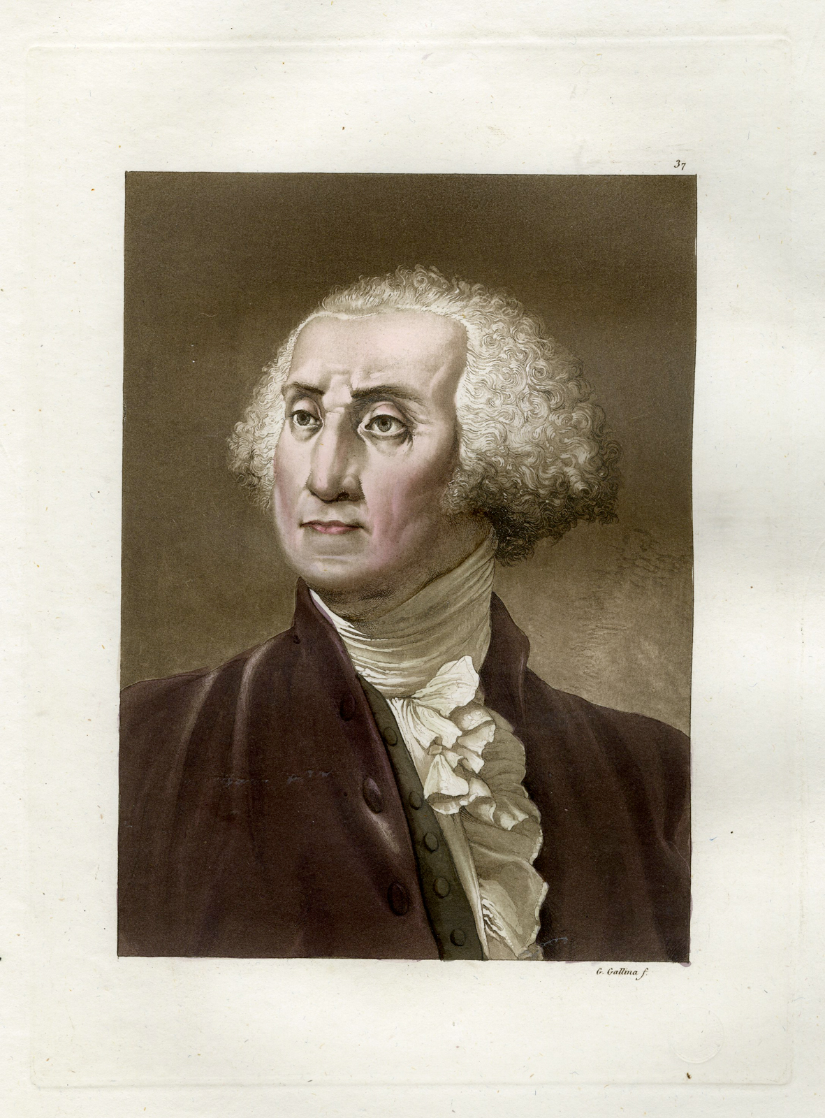 , Antique Print-WASHINGTON-PORTRAIT-PL.XXXVII.-Ferrario-Gallina-c.1827, Pictura Antique Prints
