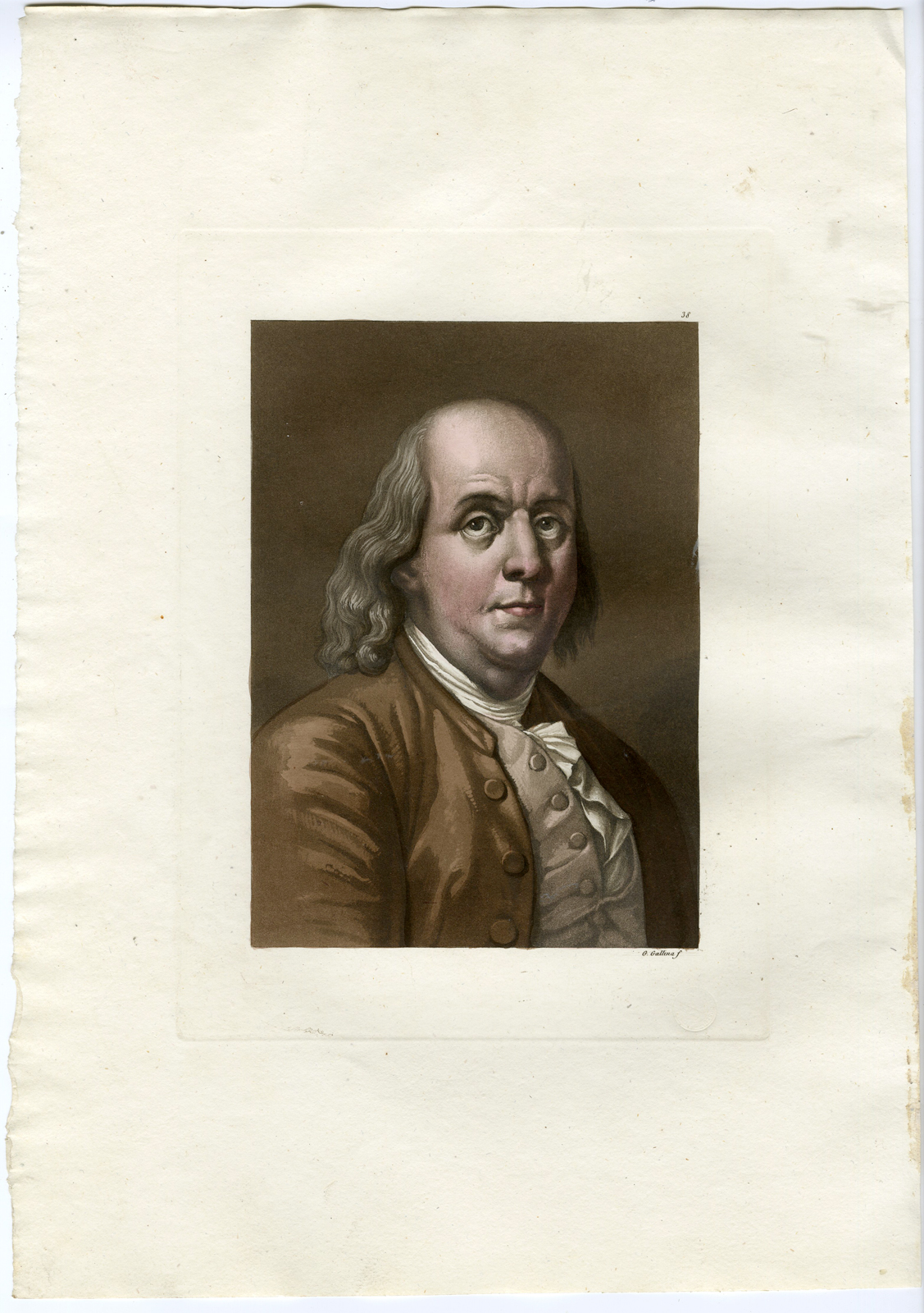 , Antique Print-FRANKLIN-PORTRAIT-PL.XXXVIII.-Ferrario-Gallina-c.1827, Pictura Antique Prints