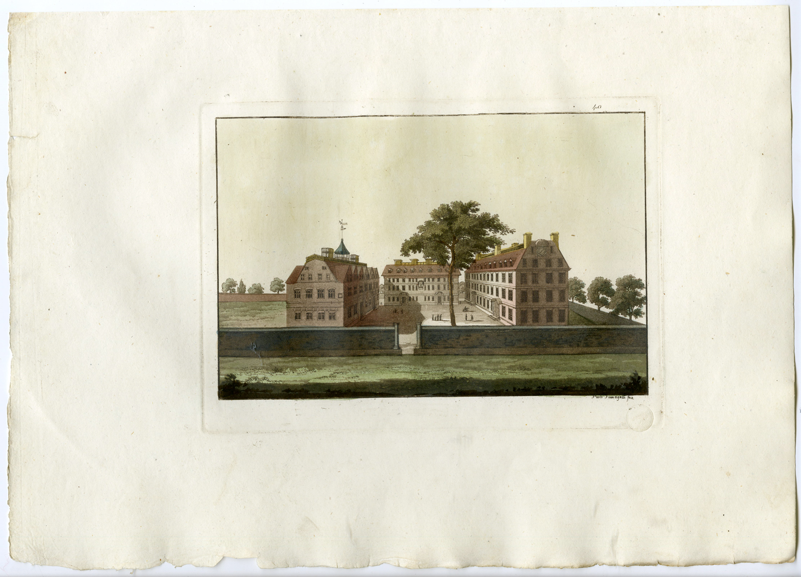 , Antique Print-CAMBRIDGE-HARVARD UNIVERSITY-PL.XL.-Ferrario-Fumagalli-c.1827, Pictura Antique Prints