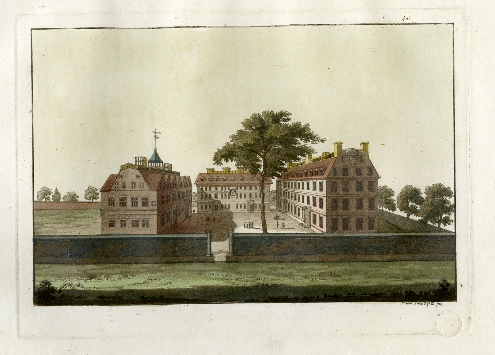 , Antique Print-CAMBRIDGE-HARVARD UNIVERSITY-PL.XL.-Ferrario-Fumagalli-c.1827, Pictura Antique Prints