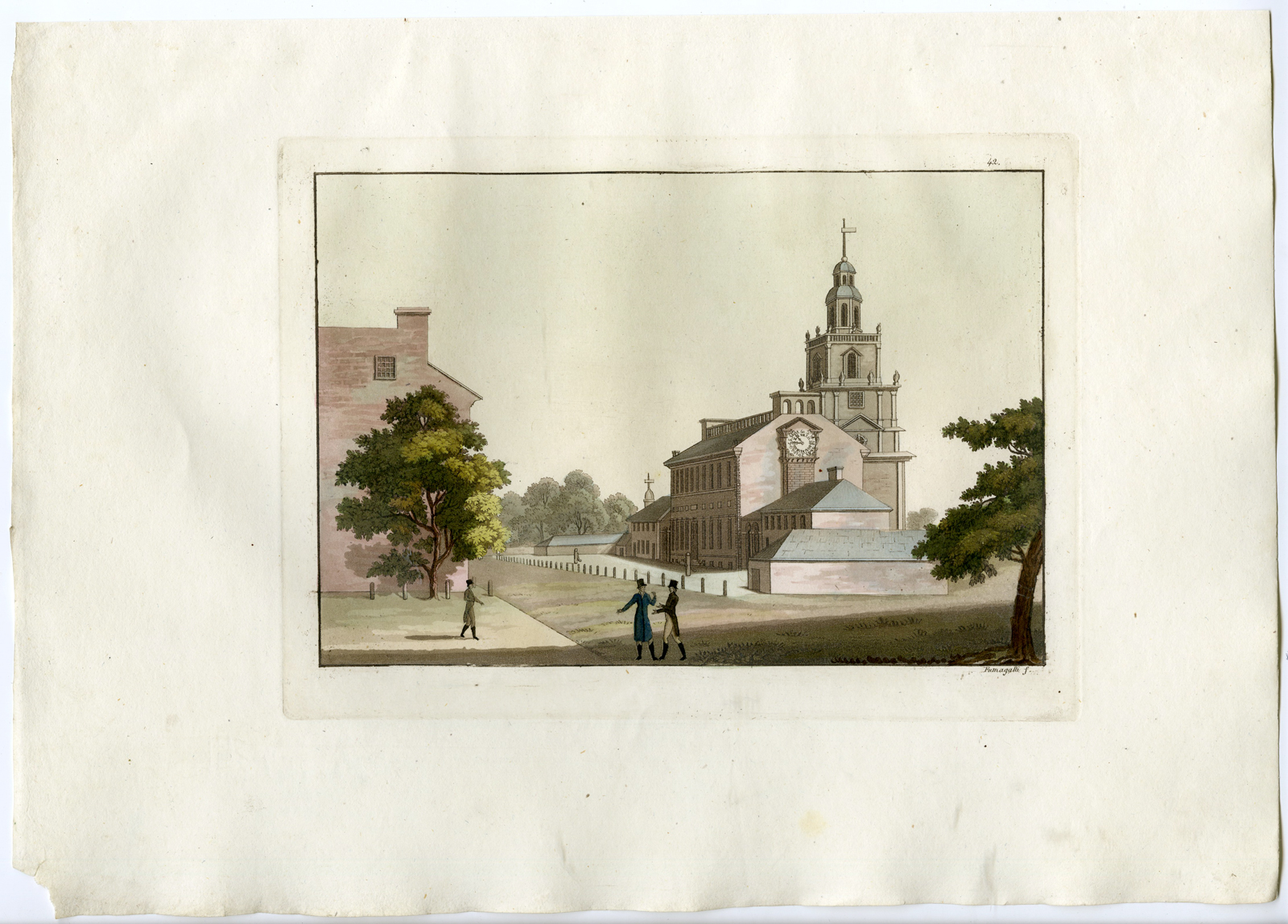 Pco 12140 416x298 Antique Print-PHILADELPHIA-STATE HOUSE-PL.XLII.-Ferrario-Fumagalli-c.1827 - Image 2