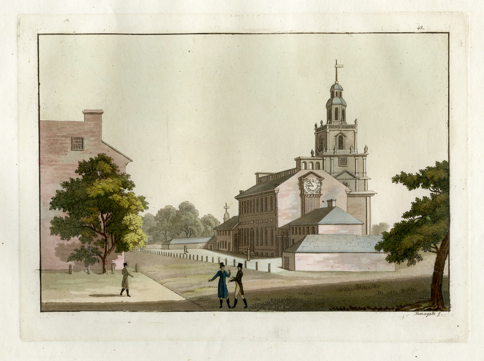 Pco 12140d 416x311 Antique Print-PHILADELPHIA-STATE HOUSE-PL.XLII.-Ferrario-Fumagalli-c.1827