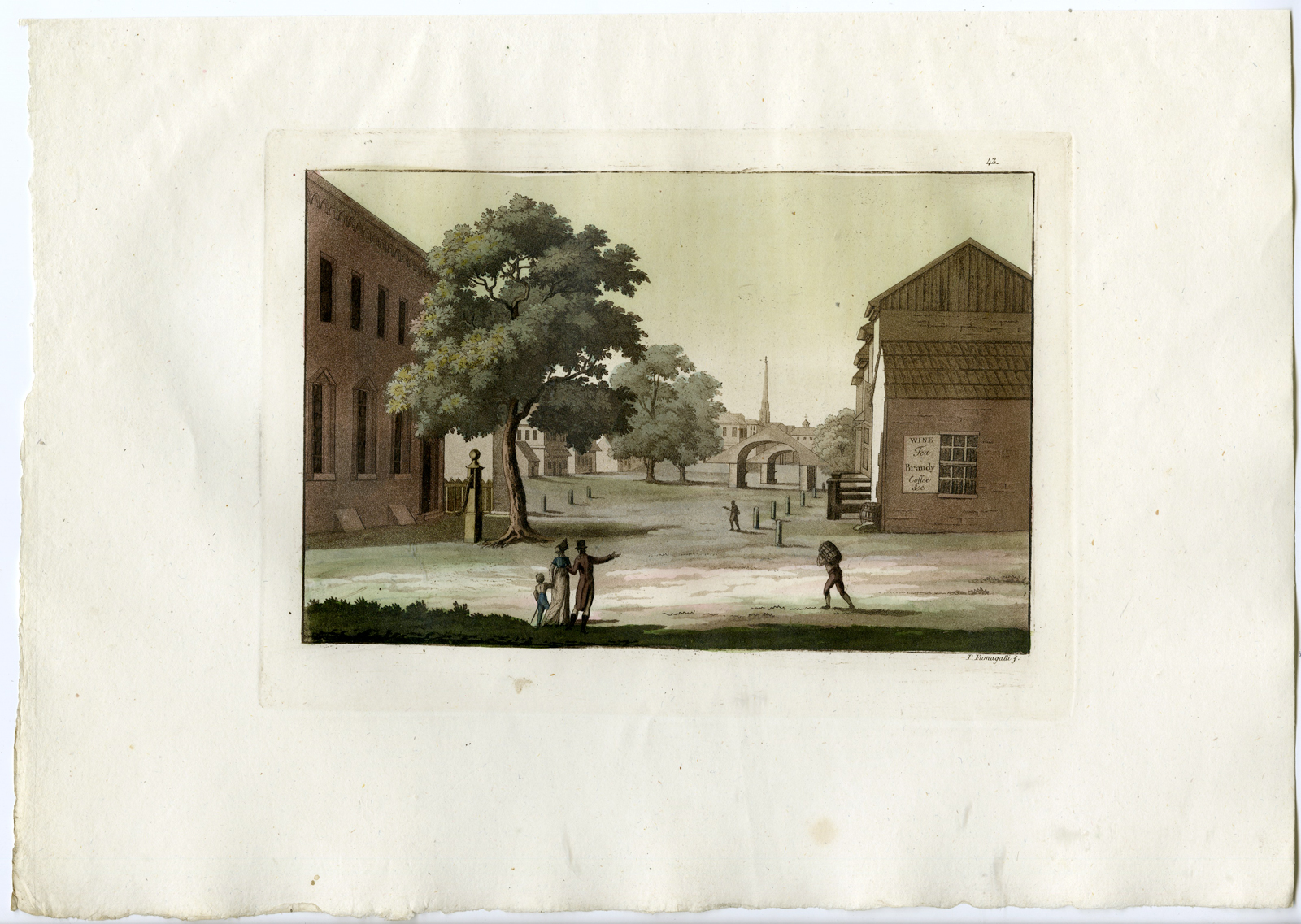 , Antique Print-PHILADELPHIA-MARKET SQUARE-PL.XLIII.-Ferrario-Fumagalli-c.1827, Pictura Antique Prints