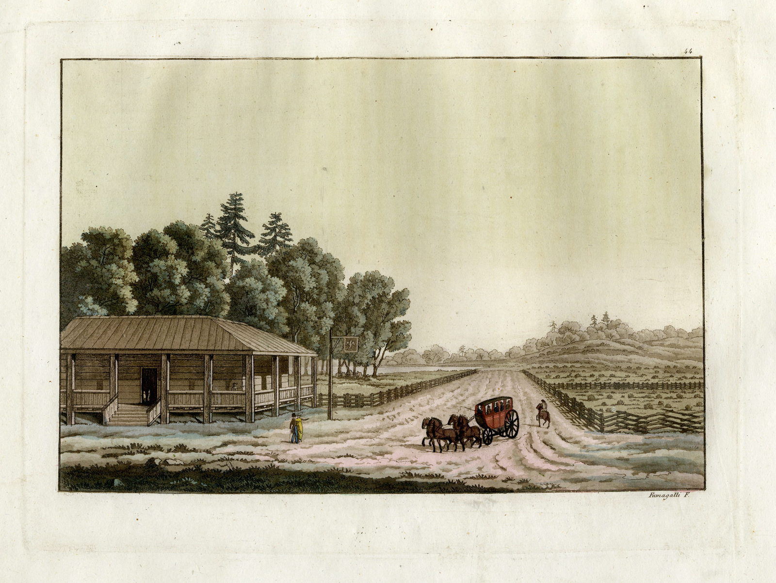 , Antique Print-HOTEL-NATURE LANDSCAPE-PL.XLIV.-Ferrario-Fumagalli-c.1827, Pictura Antique Prints