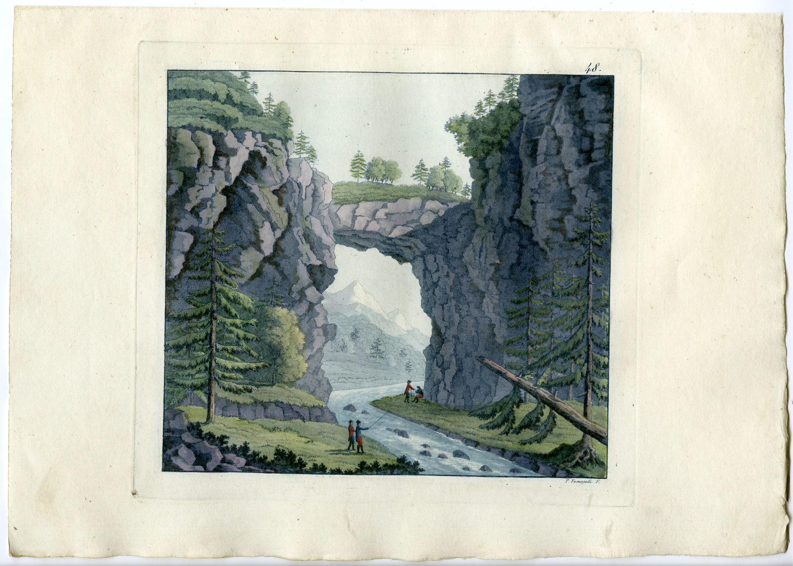 , Antique Print-ROCK BRIDGE-VIRGINIA-PL.XLVIII.-Ferrario-Fumagalli-c.1827, Pictura Antique Prints