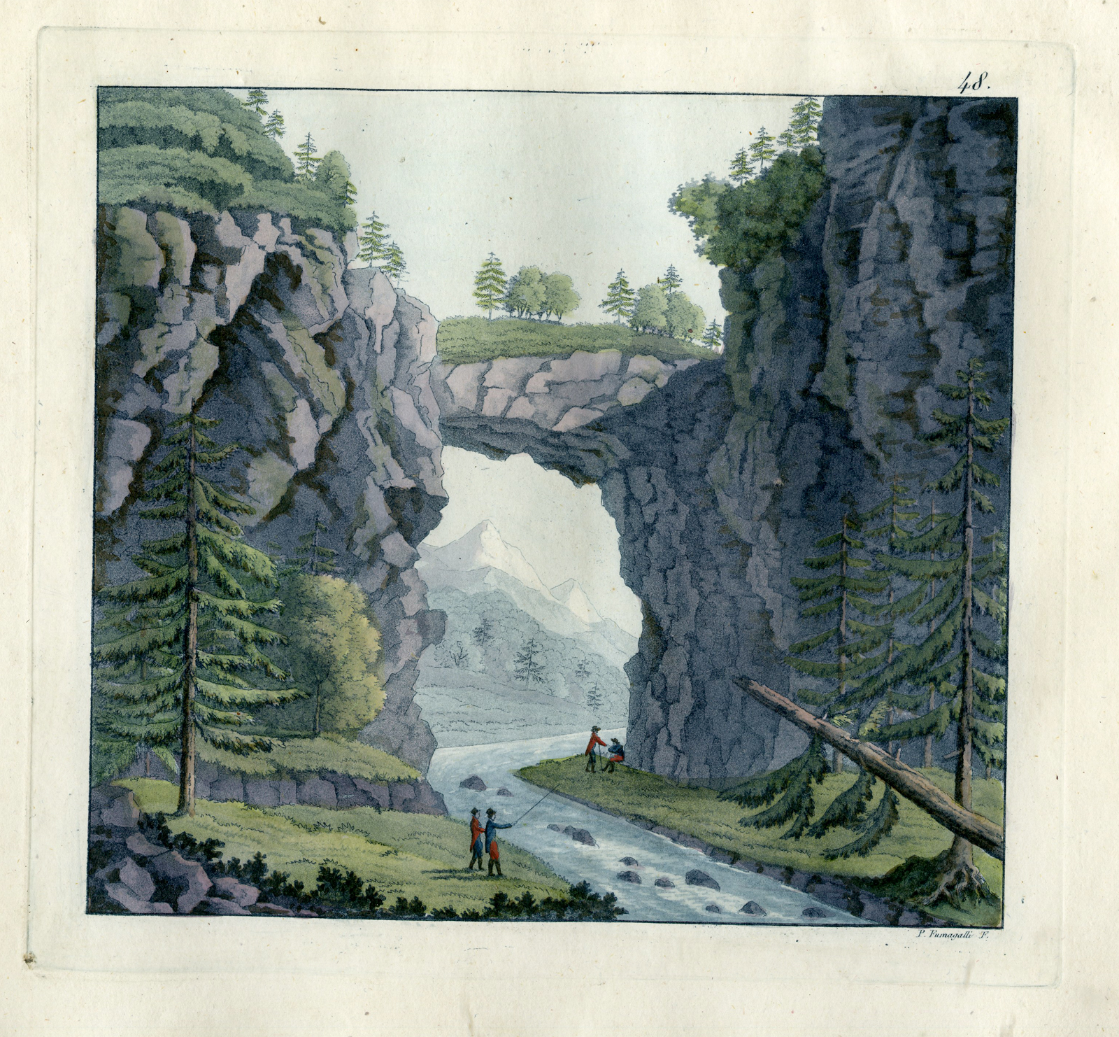 , Antique Print-ROCK BRIDGE-VIRGINIA-PL.XLVIII.-Ferrario-Fumagalli-c.1827, Pictura Antique Prints