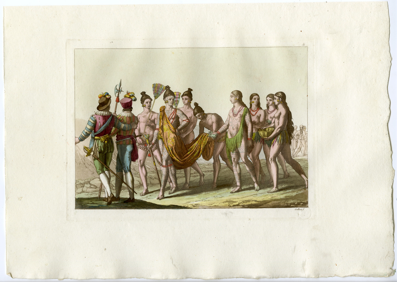 , Antique Print-INDIAN-AMERICA-MARRIAGE-PL.LVII.-Ferrario-Gallina-c.1827, Pictura Antique Prints
