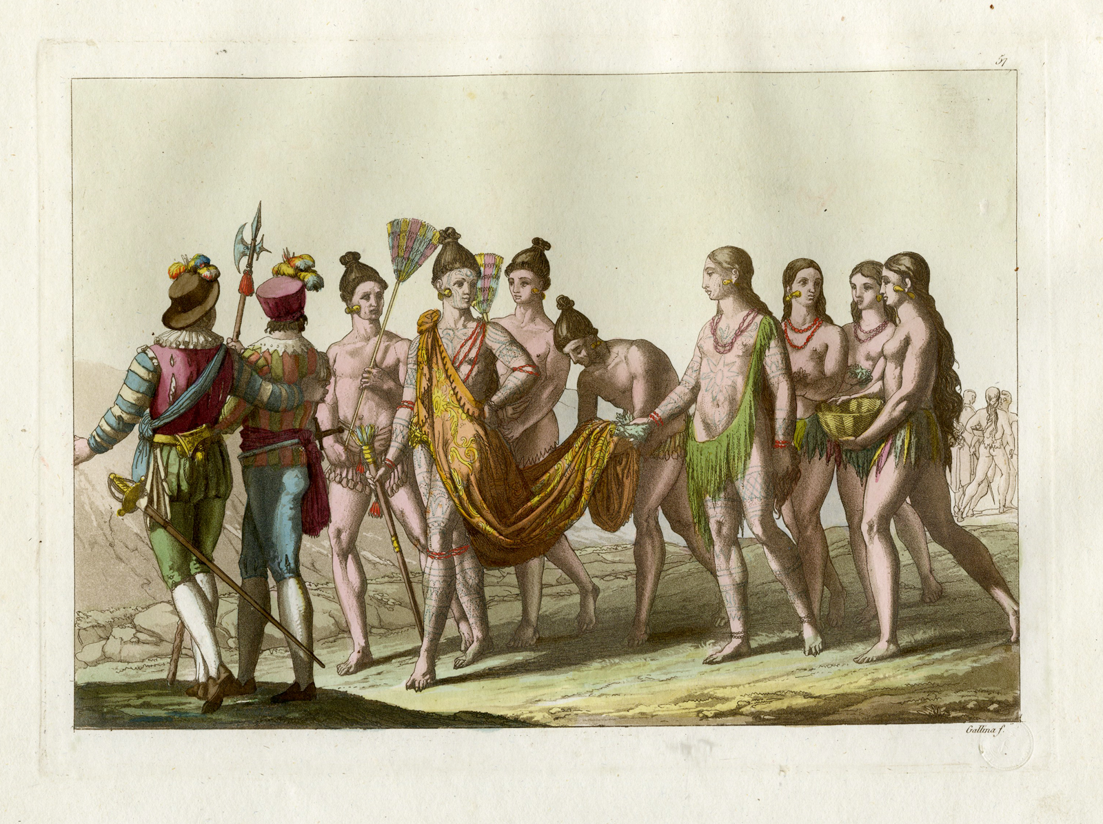 , Antique Print-INDIAN-AMERICA-MARRIAGE-PL.LVII.-Ferrario-Gallina-c.1827, Pictura Antique Prints