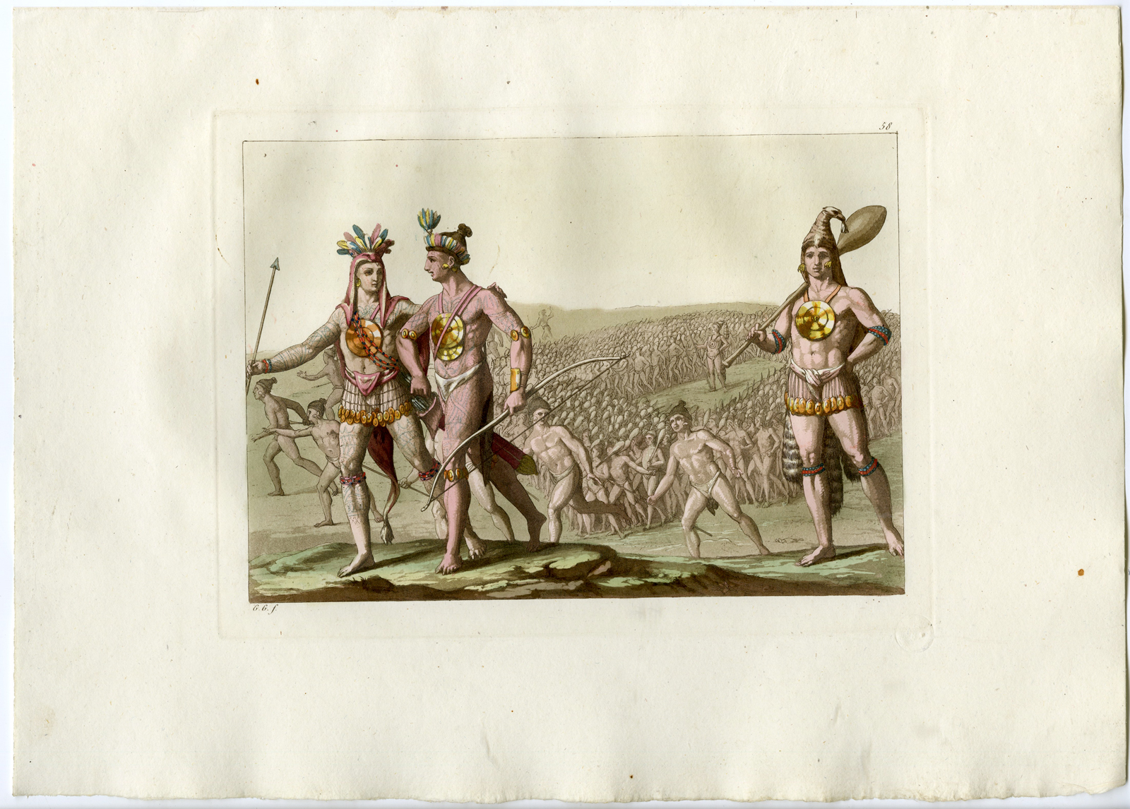 , Antique Print-INDIAN-FLORIDA-WAR-PL.LVIII.-Ferrario-Gallina-c.1827, Pictura Antique Prints