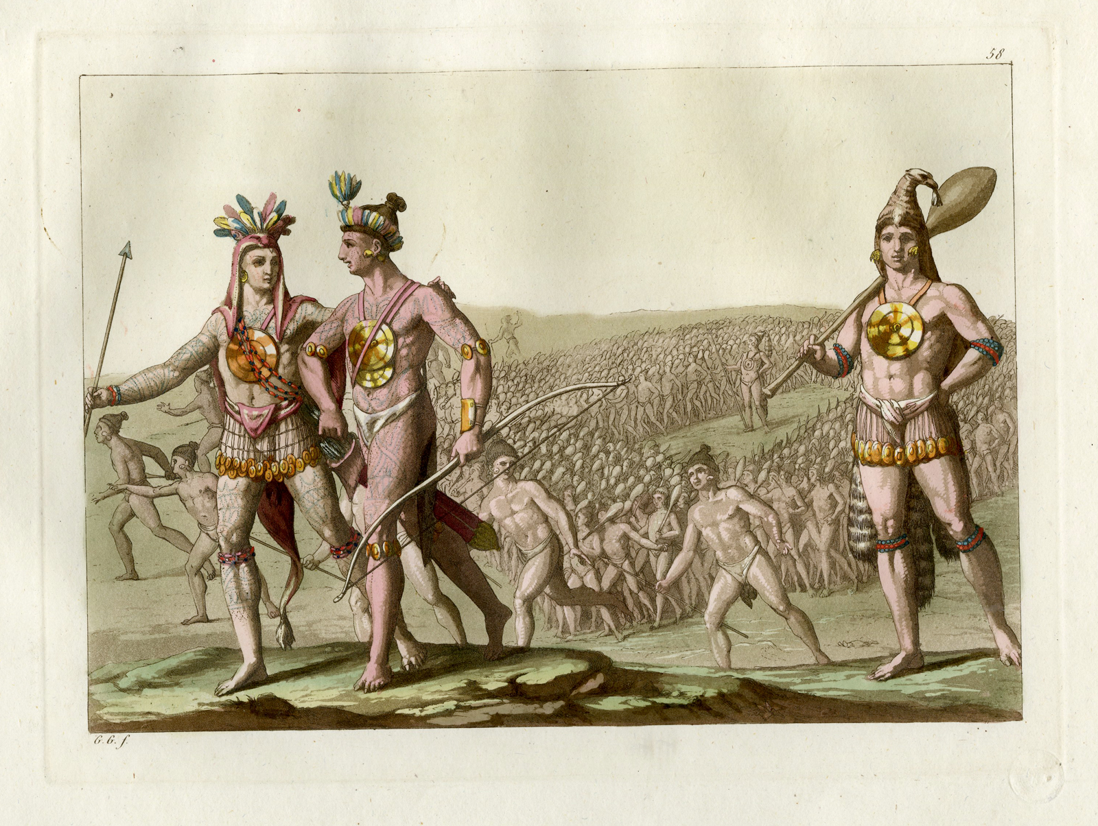 , Antique Print-INDIAN-FLORIDA-WAR-PL.LVIII.-Ferrario-Gallina-c.1827, Pictura Antique Prints
