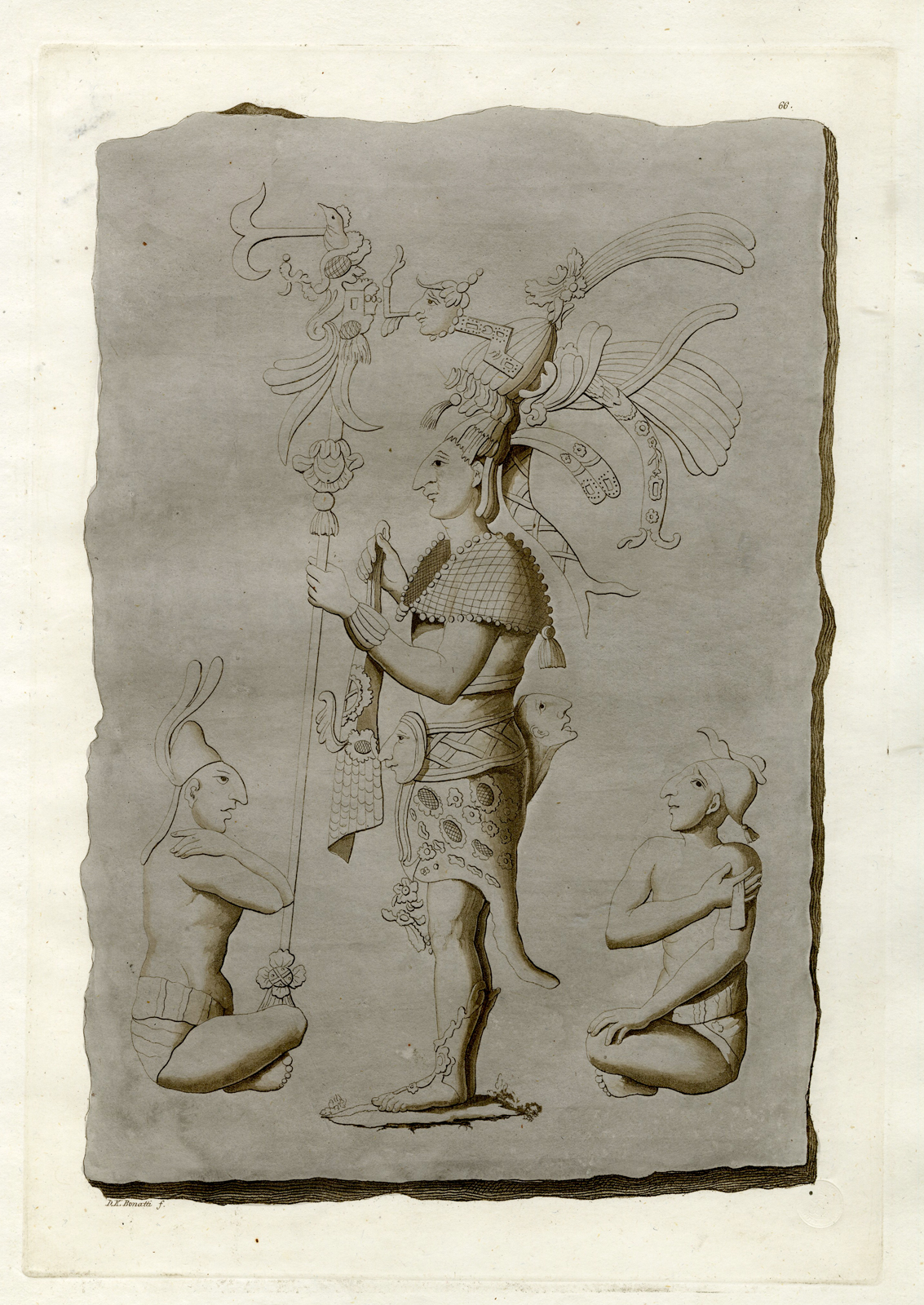 , Antique Print-MEXICO-SCULPTURE-OAXACA-PL.LXVI.-Ferrario-Bonatti-c.1827, Pictura Antique Prints