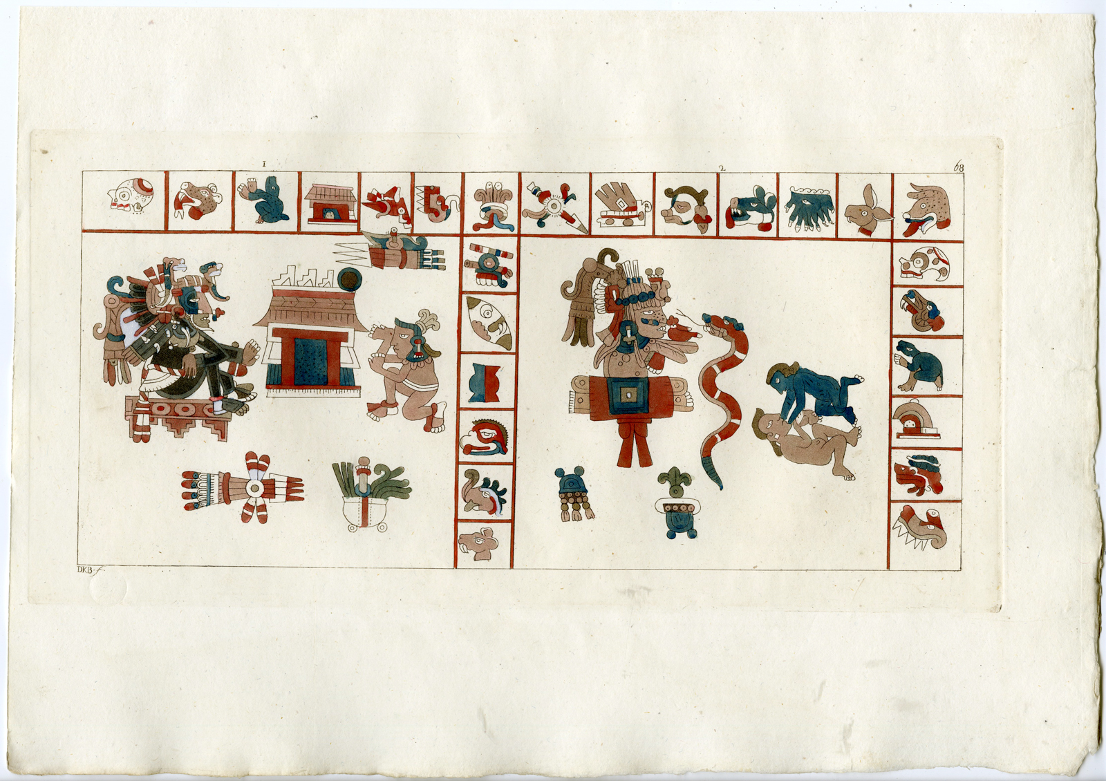, Antique Print-MEXICO-GODDESS-CIHUACOATL-PL.LXVIII.-Ferrario-Bonatti-c.1827, Pictura Antique Prints