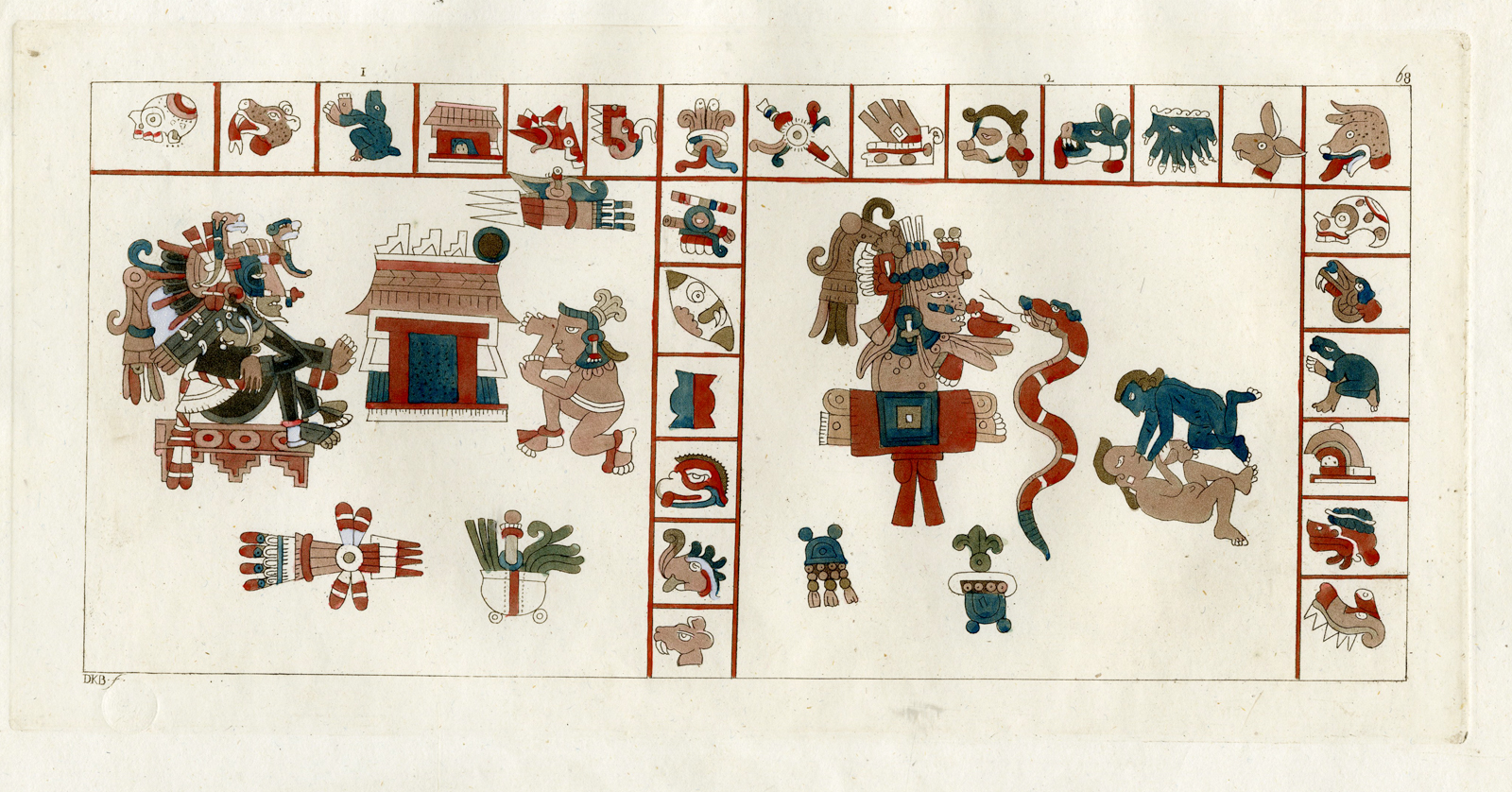 , Antique Print-MEXICO-GODDESS-CIHUACOATL-PL.LXVIII.-Ferrario-Bonatti-c.1827, Pictura Antique Prints