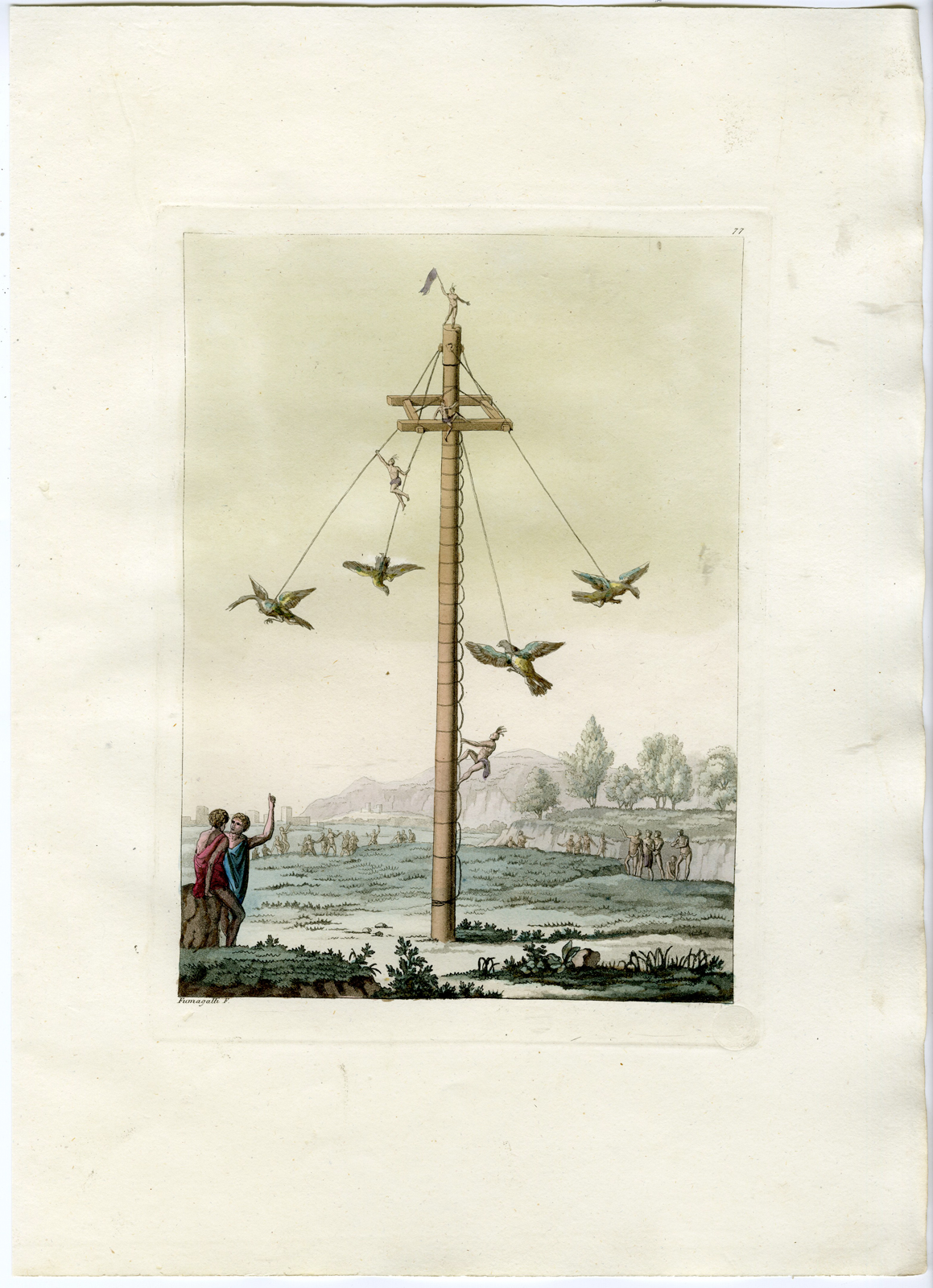 , Antique Print-PAPANTLA FLYERS-MEXICO-MAYA-PL.LXXVII.-Ferrario-Fumagalli-c.1827, Pictura Antique Prints