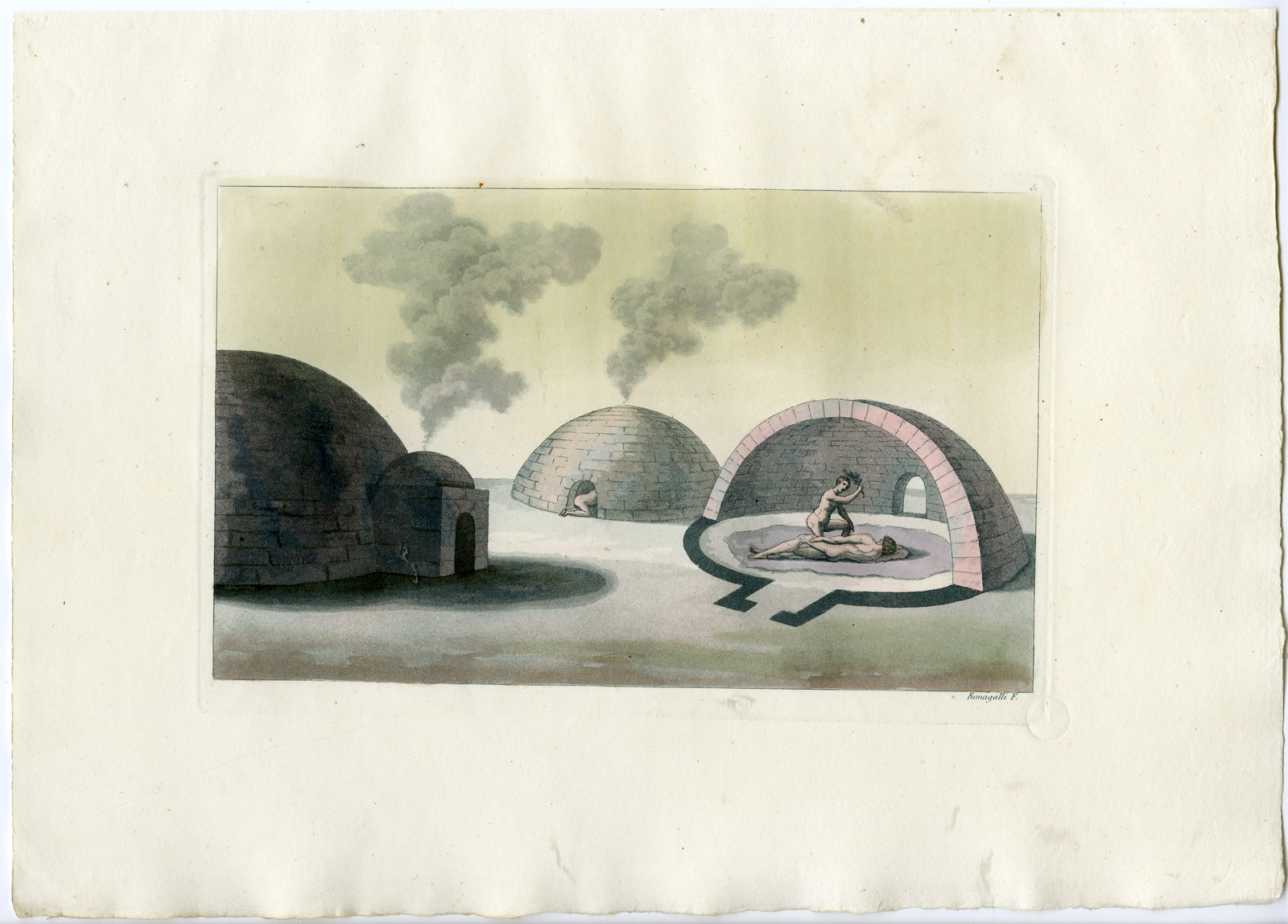 , Antique Print-TEMAZCAL-MAYA CULTURE-MEXICO-PL.LXXXI.-Ferrario-Fumagall-c.1827, Pictura Antique Prints