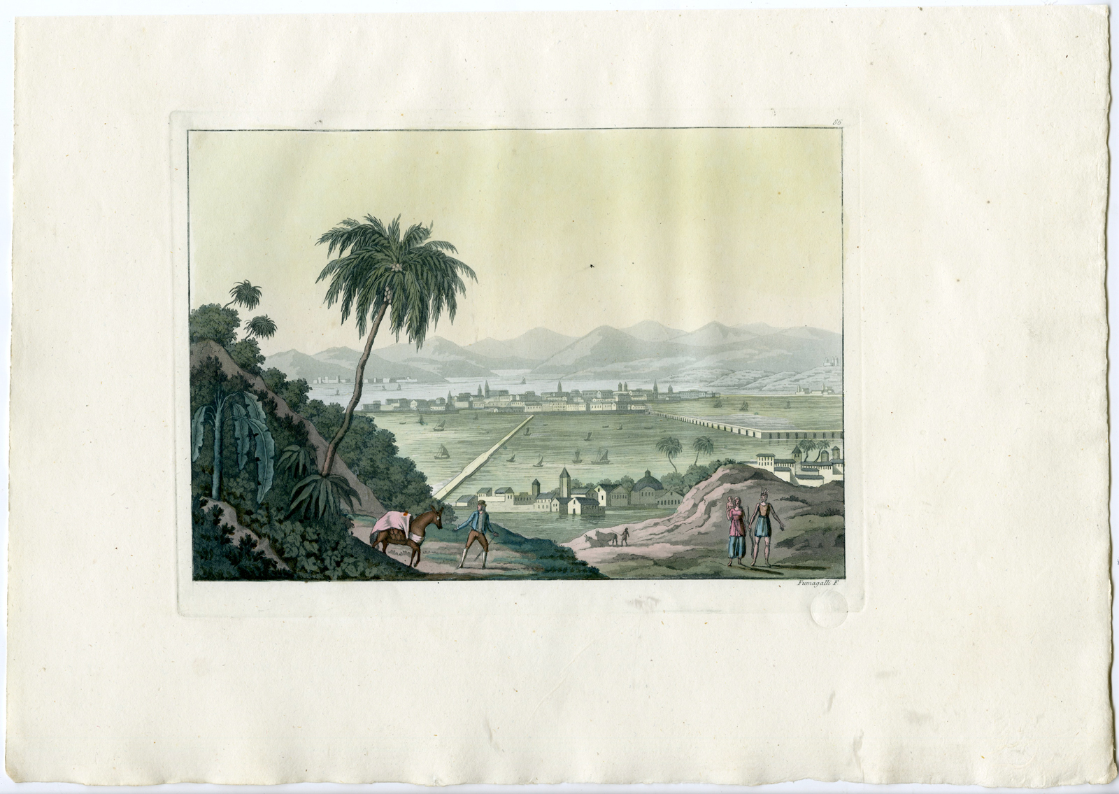 , Antique Print-HARBOR-LANDSCAPE-MEXICO CITY-PL.LXXXVI.-Ferrario-Fumagalli-c.1827, Pictura Antique Prints