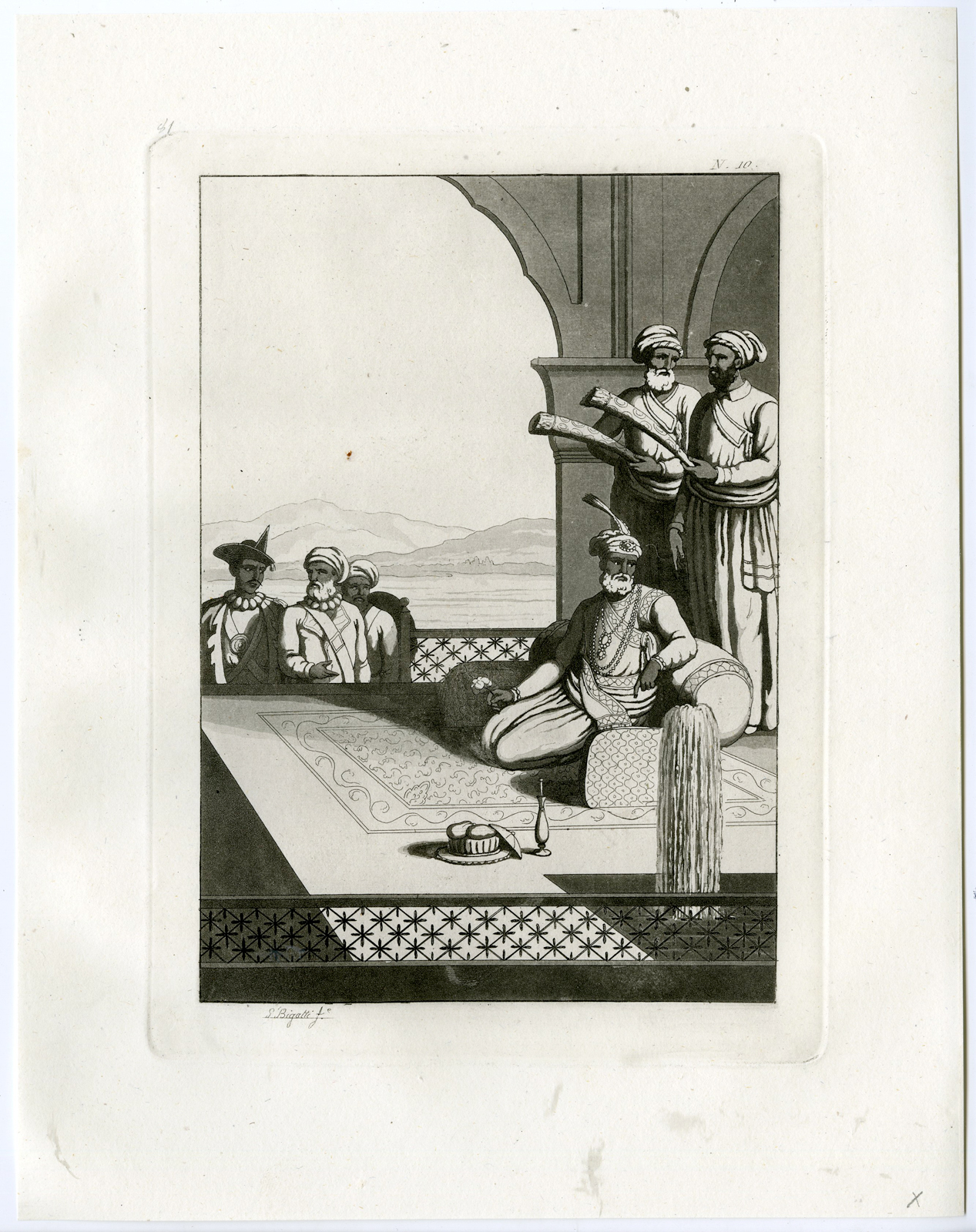 , Antique Print-INDIA-KING-THANJAVUR-RAJAH-PL.X.-Ferrario-Bigatti-c.1827, Pictura Antique Prints
