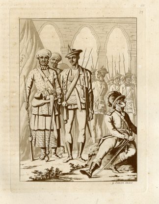 Antique Print-SEPOYS-ARMY-MUGHAL-INDIA-PL.XVII.-Ferrario-Zancon-c.1827