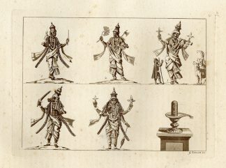 2 Antique Prints-HINDUISM-VISHNU-INCARNATIONS-PL.XXI.-Ferrario-Zancon-c.1827