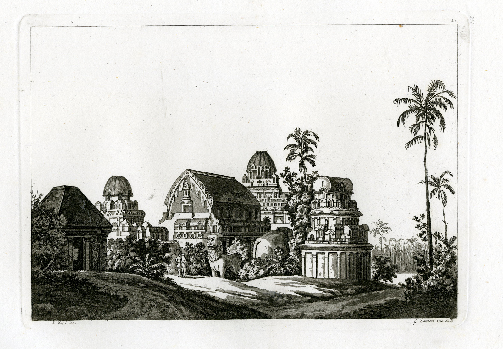 , Antique Print-TEMPLE-TROPICAL-INDIA-ASIA-PL.XXXIV.-Ferrario-Zancon-c.1827, Pictura Antique Prints