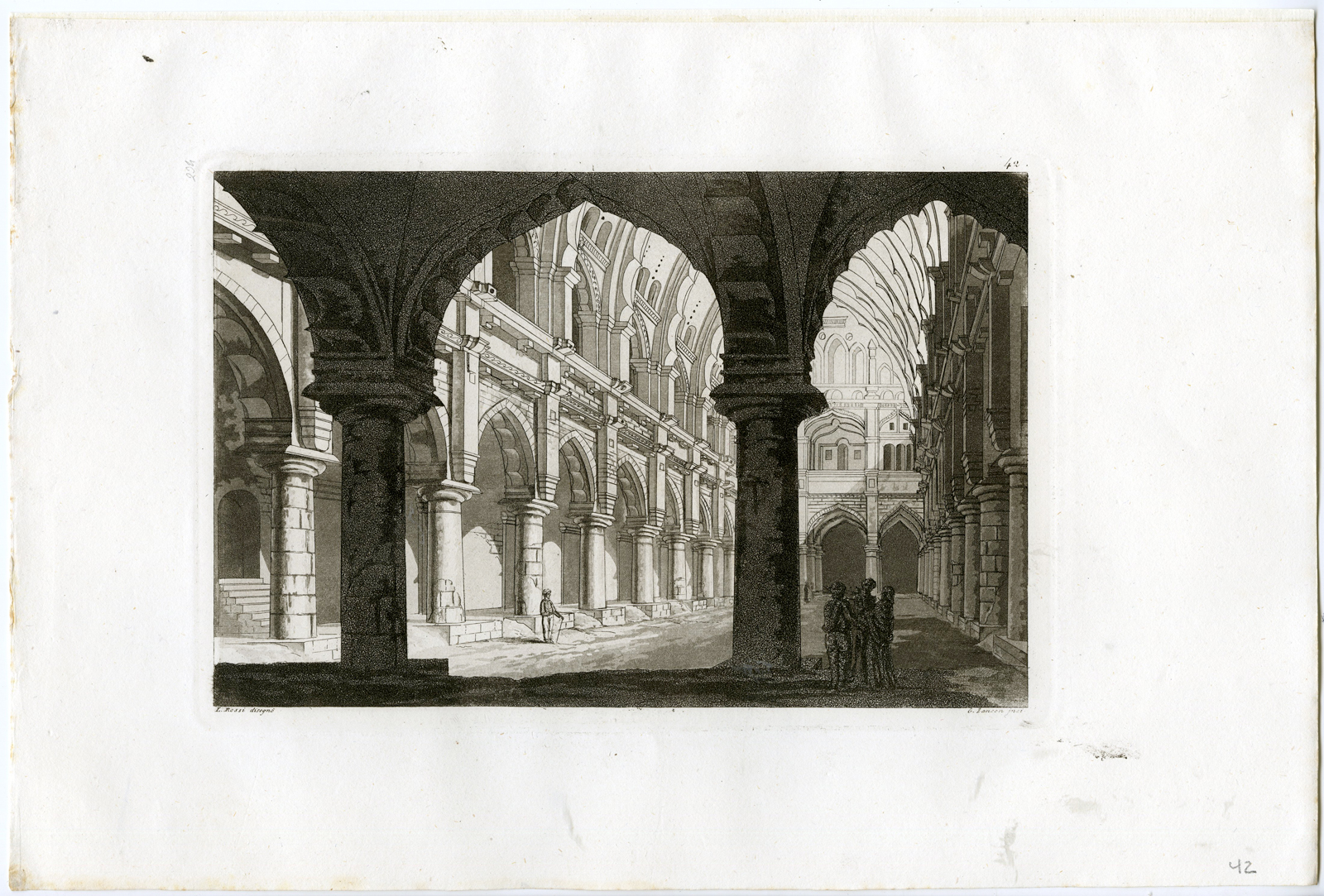 , Antique Print-ARCHITECTURE-MATHURA-INDIA-PL.XLII.-Ferrario-Zancon-c.1827, Pictura Antique Prints