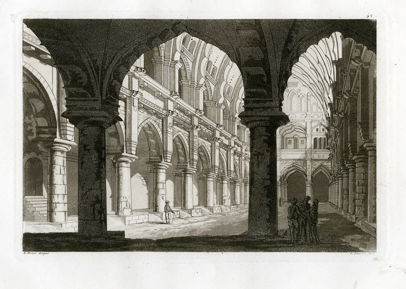 , Antique Print-ARCHITECTURE-MATHURA-INDIA-PL.XLII.-Ferrario-Zancon-c.1827, Pictura Antique Prints