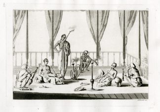 Antique Print-SMOKE-HOOKAH-MEN-INDIA-INDOSTAN-PL.LIII.-Ferrario-Biasioli-c.1827