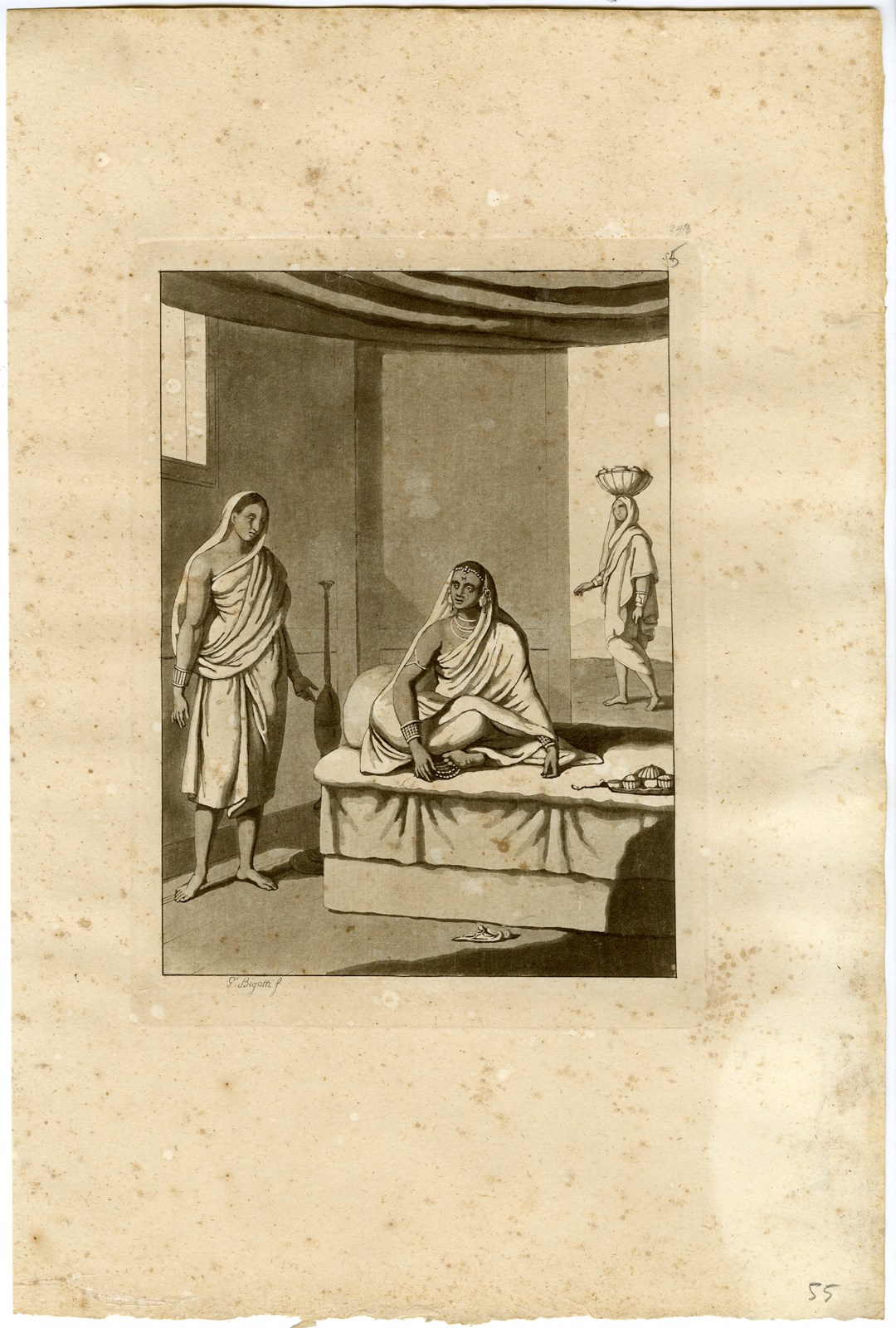 , Antique Print-TRADITIONAL CLOTHES-WOMEN-INDIA-PL.LV.-Ferrario-Bigatti-c.1827, Pictura Antique Prints