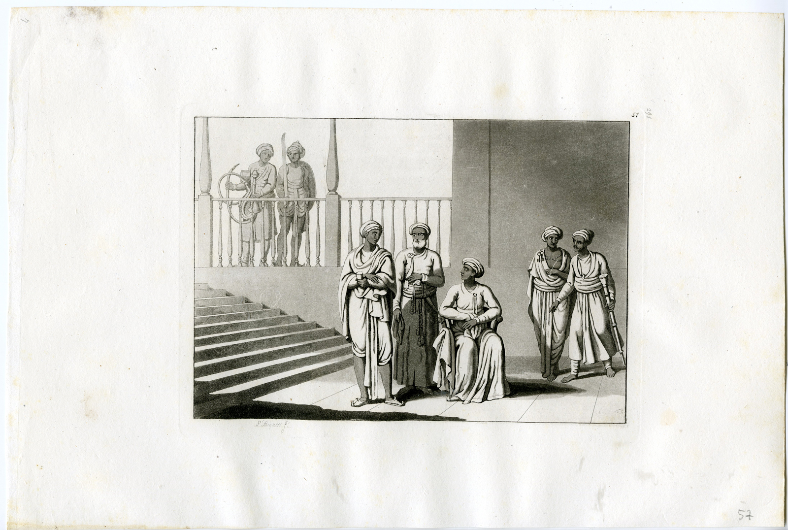 , Antique Print-COSTUMES-MILITARY-INDIA-PL.LVII.-Ferrario-Bigatti-c.1827, Pictura Antique Prints