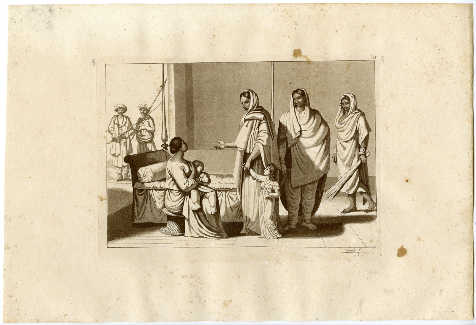 , Antique Print-TRADITIONAL COSTUMES-INDIA-PL.LVIII.-Ferrario-Castelli-c.1827, Pictura Antique Prints