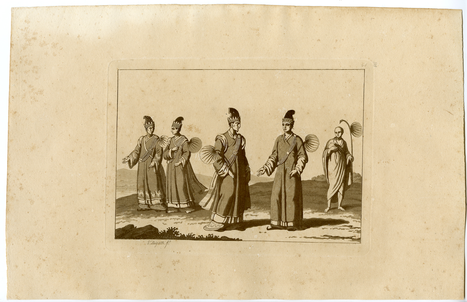 , Antique Print-TRADIONAL COSTUMES-MYANMAR-PL.LXVIII.-Ferrario-Bigatti-c.1827, Pictura Antique Prints