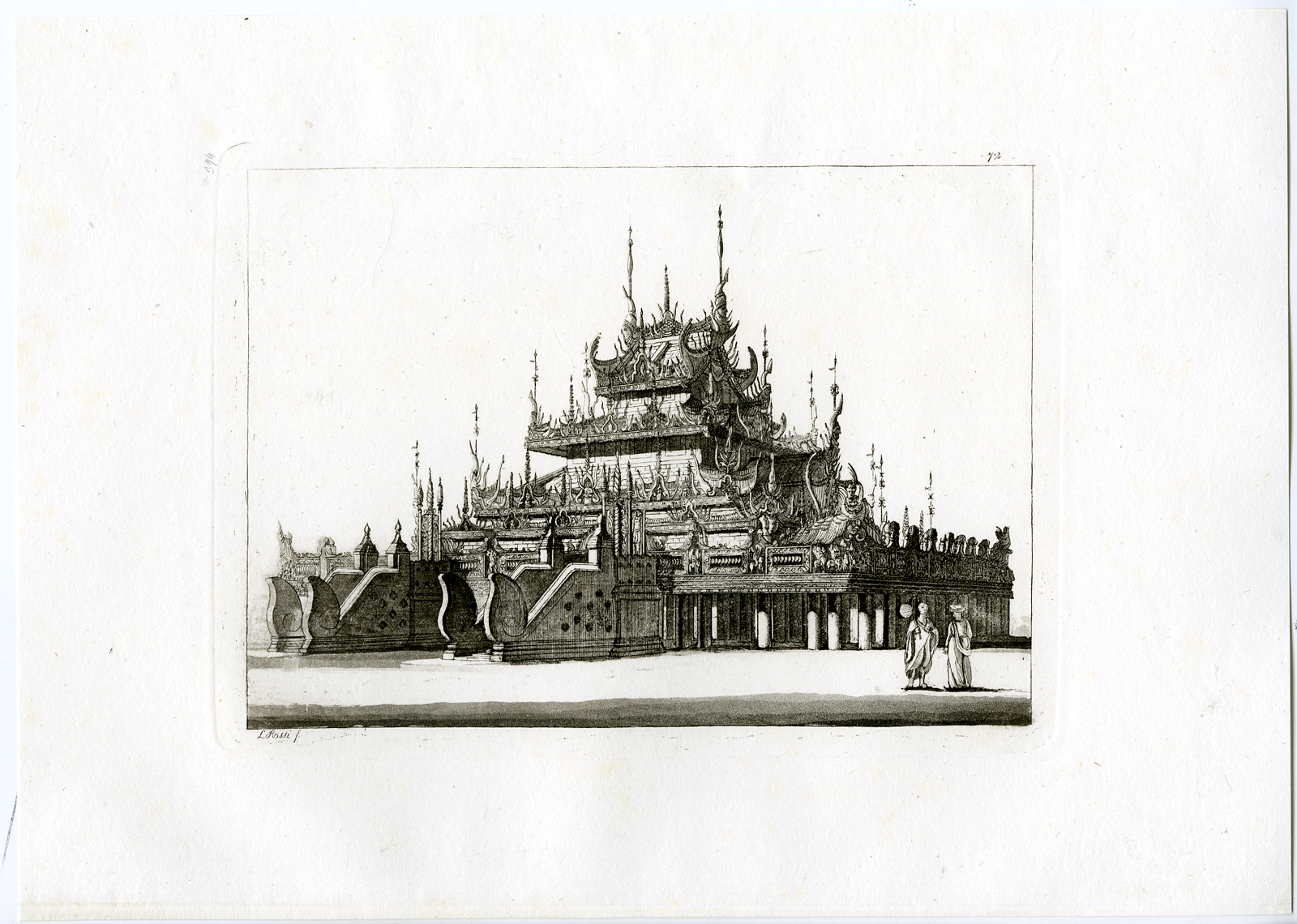 , Antique Print-MONASTERY-BURMA-MYANMAR-PL.LXXII.-Ferrario-Rossi-c.1827, Pictura Antique Prints