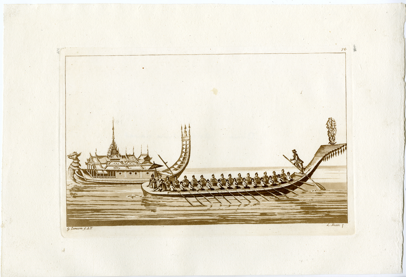 , Antique Print-BOATS-SHIPS-BURMA-MYANMAR-PL.LXXIV.-Ferrario-Rossi, Zancon-c.1827, Pictura Antique Prints