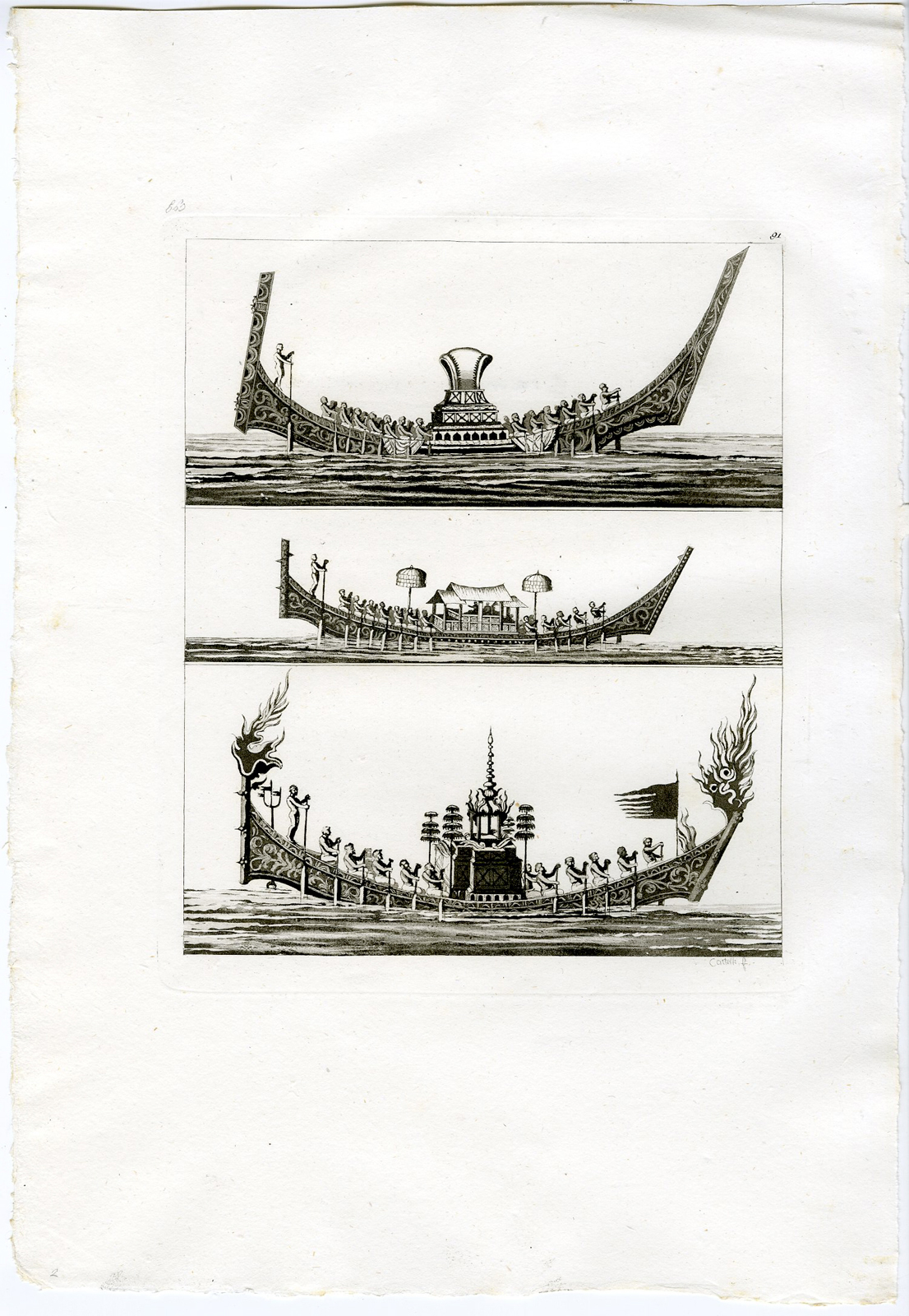 , Antique Print-BOATS-SIAM-THAILAND-PL.XCI.-Ferrario-Castelli-c.1827, Pictura Antique Prints