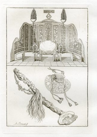Antique Print-THRONE-SCEPTER-CHINA-PL.XVII.-Ferrario-Rancati-c.1827