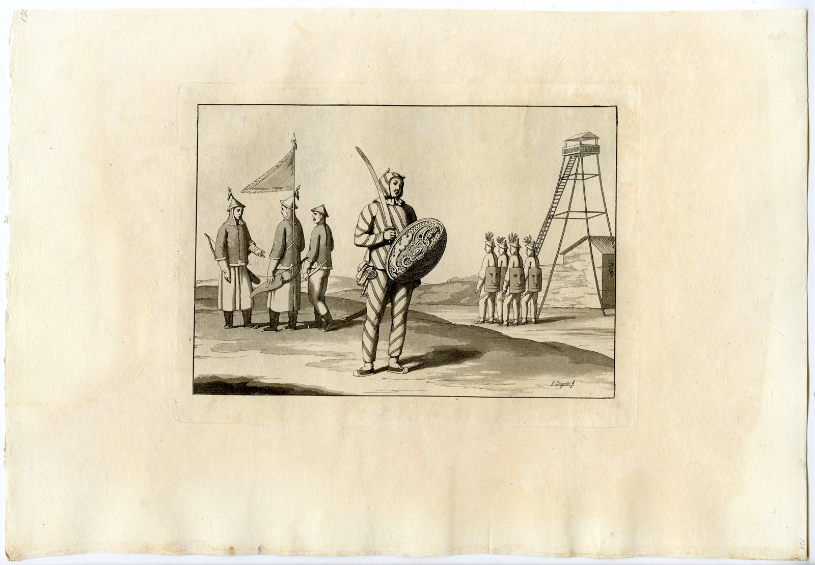 , Antique Print-WARRIORS-COSTUMES-CHINA-PL.XXIII.-Ferrario-Bigatti-c.1827, Pictura Antique Prints