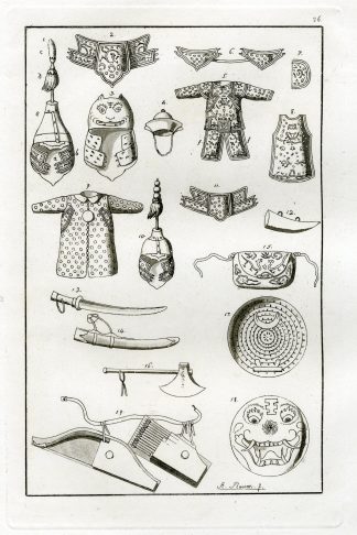 Antique Print-WEAPONS-COSTUMES-CHINA-PL.XXVI.-Ferrario-Rancati-c.1827