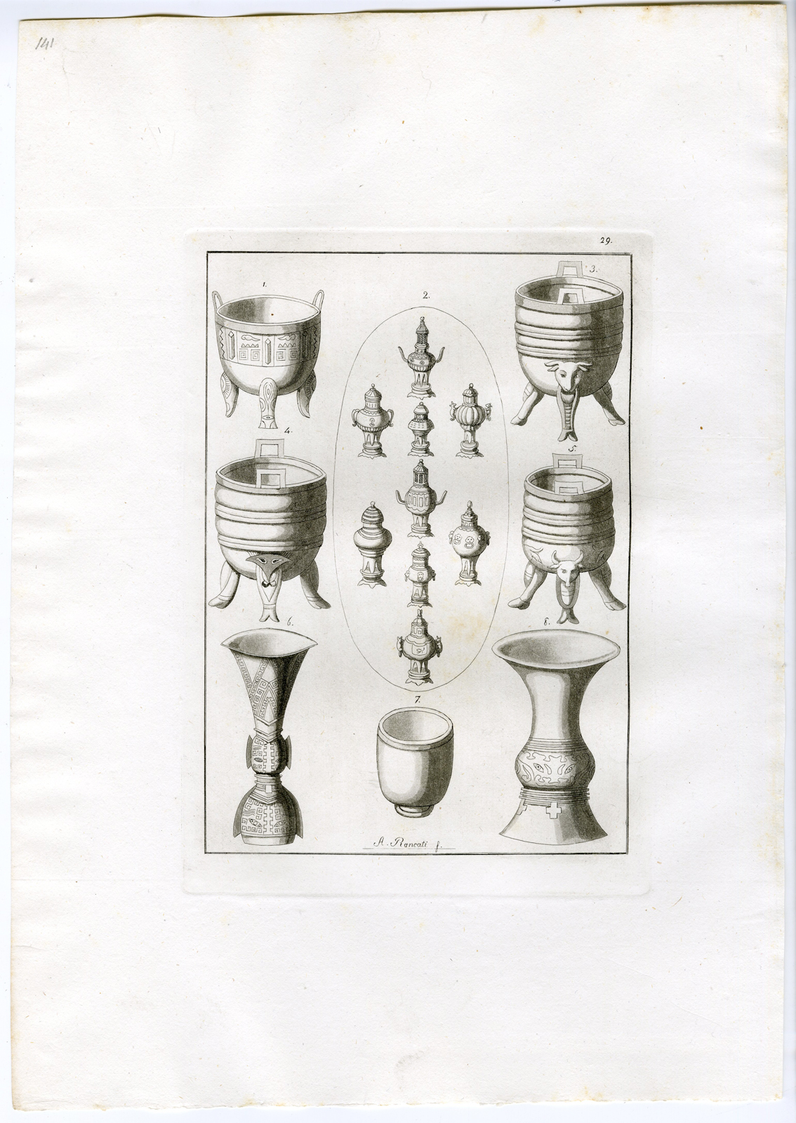, Antique Print-TRADITIONAL VASES-CHINA-PL.XXIX.-Ferrario-Rancati -c.1827, Pictura Antique Prints