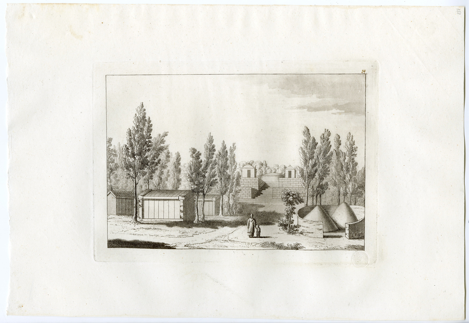 , Antique Print-TRADITIONAL GRAVES-TOMBE-CHINA-PL.XXXIX.-Ferrario-Rossi-c.1827, Pictura Antique Prints