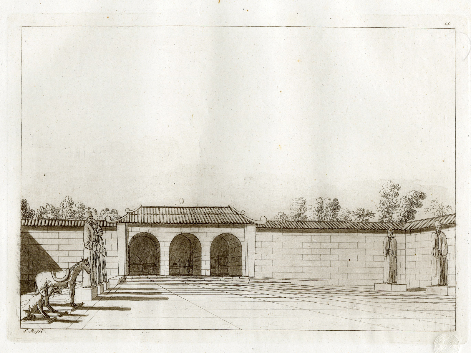 , Antique Print-TRADITIONAL GRAVE-TOMBE-CHINA-PL.XL.-Ferrario-Rossi-c.1827, Pictura Antique Prints