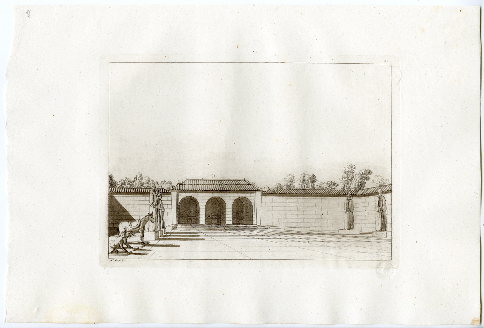 , Antique Print-TRADITIONAL GRAVE-TOMBE-CHINA-PL.XL.-Ferrario-Rossi-c.1827, Pictura Antique Prints