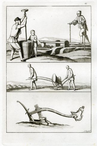 Antique Print-AGRICULTURE TOOLS-CHINA-PL.XLIII.-Ferrario-Bigatti-c.1827